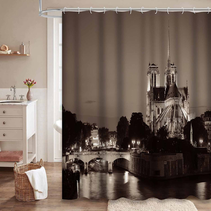 Rideau de douche avec 12 crochets Paris Dusk River, L 72 po x l 78 po