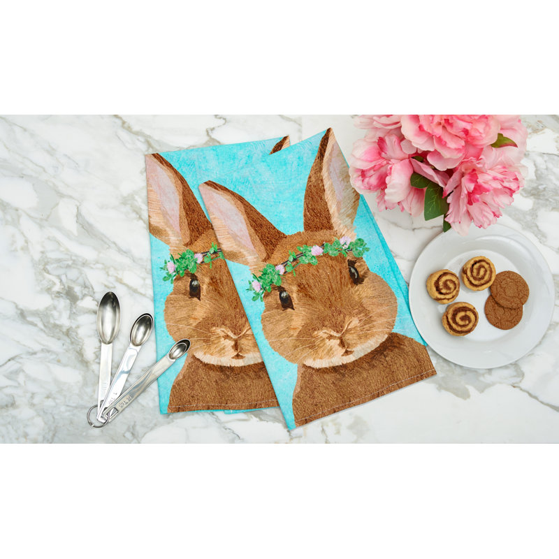 Clover Bunny Towel, Blue/Brown Clover Bunny