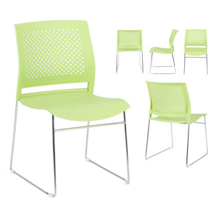 Chaise empilable en métal avec dossier perforé (Ensemble de 5)