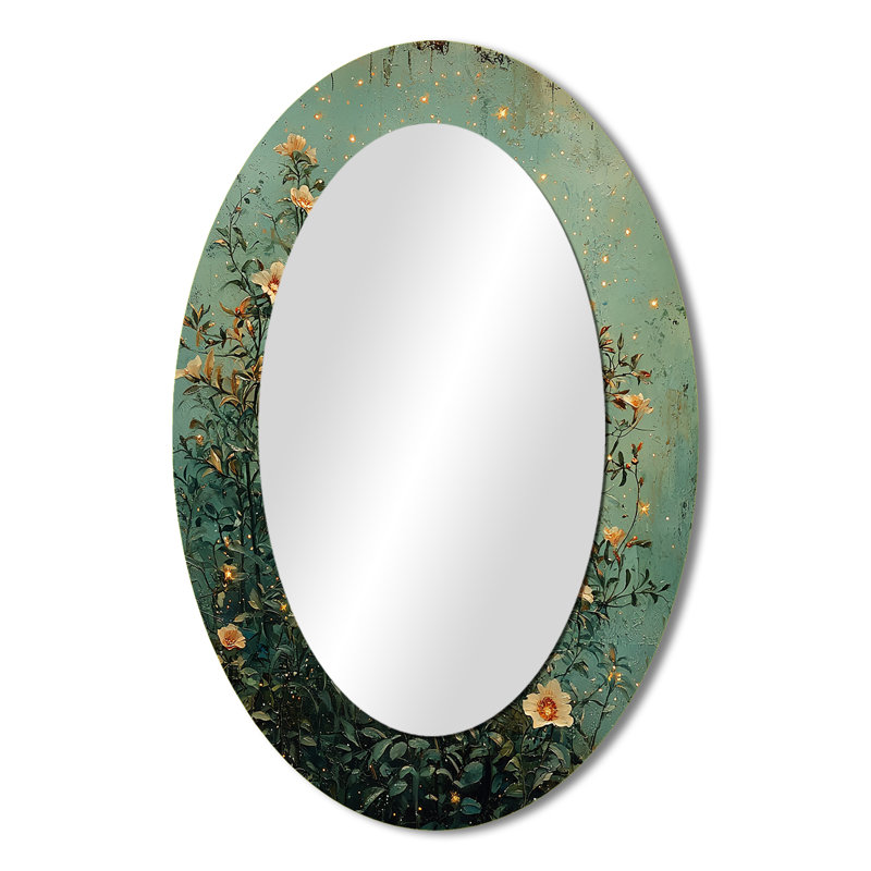 Nusery Moon White Sweet Serenade - Large Oval Wall Mirror On Metal, 36" x 24"