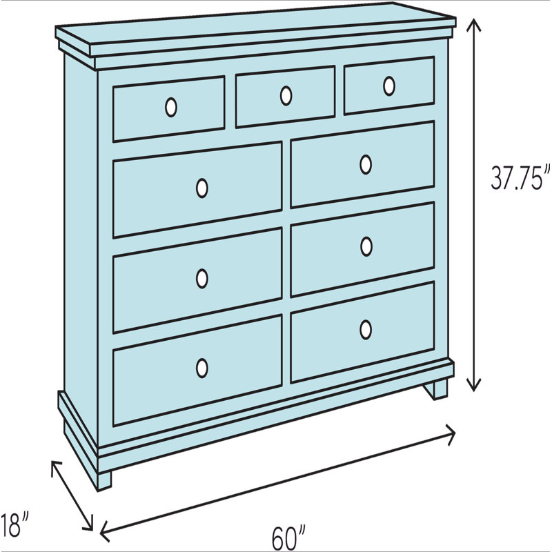 Commode sept tiroirs cerisier foncé