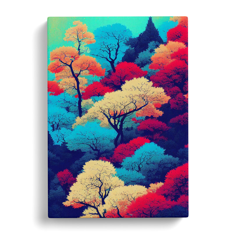 Harlingen Japanese Forest Splatter Vol.2 - Wrapped Canvas, 60cm H x 40cm W x 3cm D