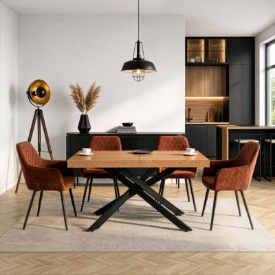 240 cm Extendable Dining Table with Steel Base