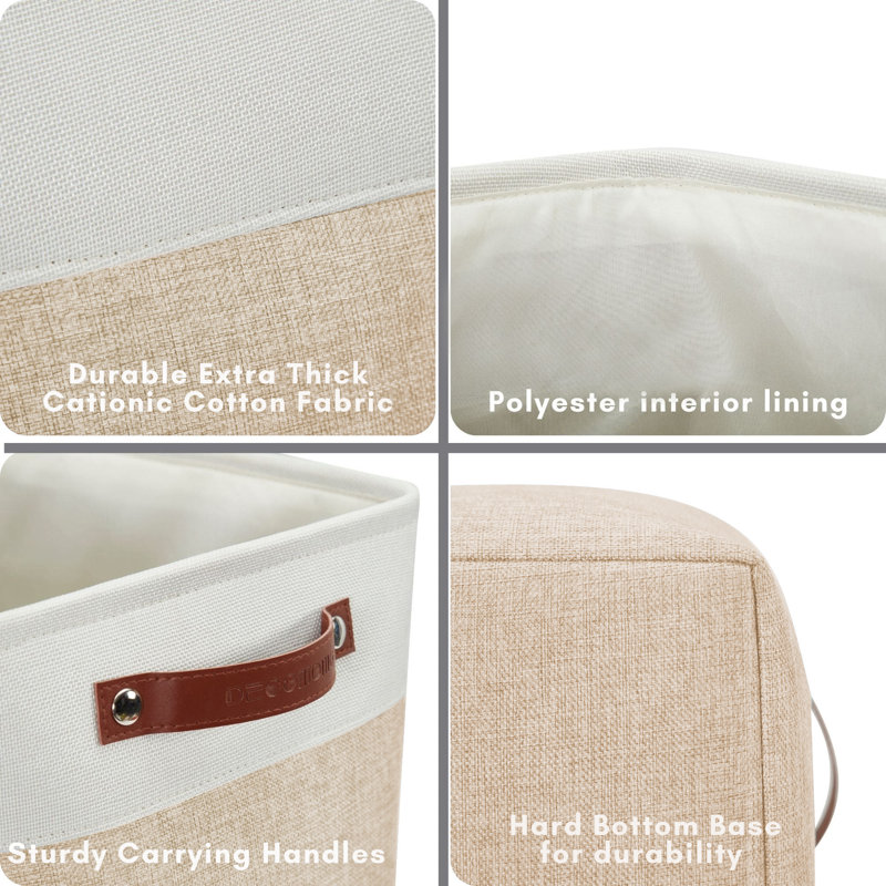 Panier en tissu, Beige / Blanc