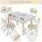 Kids Table & 4 Chairs Set, Height Adjustable, Toddler Activity Table, Graffiti-1019411514