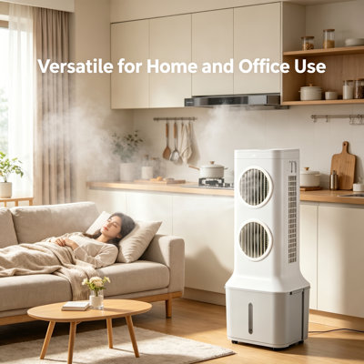 5500 CFM Portable Evaporative Air Cooler with Remote, 3-Speed Swamp Cooler and 2-Hole Design for Indoor Outdoor Use