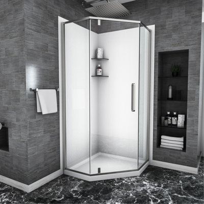 34-1/8" X 72" Bathroom Shower Door Enclosure, Semi- -angle, Brushed Nickel - Contemporary Look -angle Sophisticated Addition