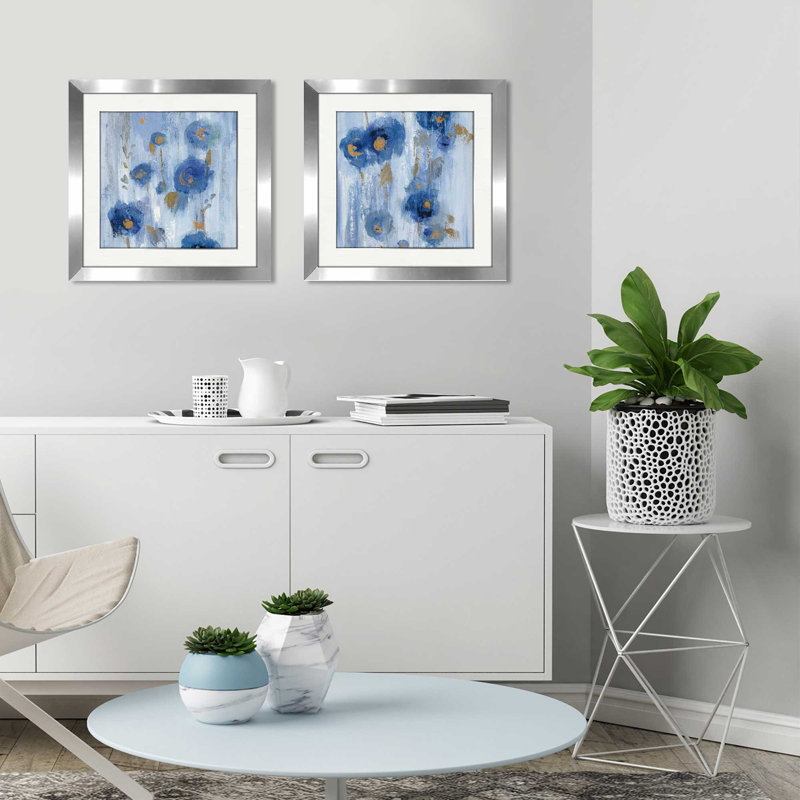 « seasides ii », ensemble de 2 reproductions de peintures à l’acrylique encadrées, H 16,5 po x l 33 po x P 1 po, Blanc mat