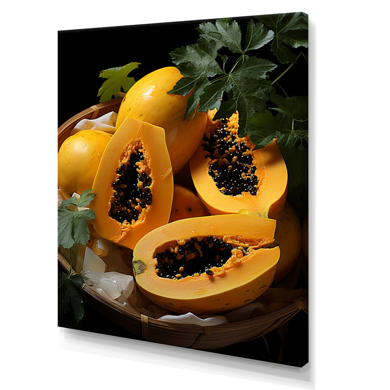 «Harvest Hues Papaya Fruit Perfection II», art mural fruits, H 20 po x l 12 po x P 1 po