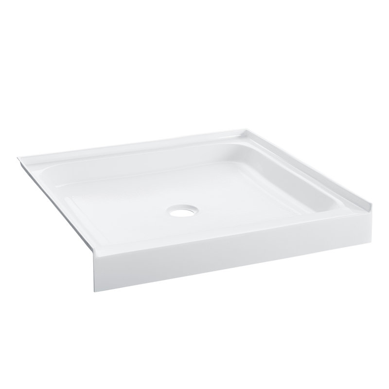 Acrylique blanc 42 po x 42 po Voltaire, simple seuil, drain central, base de douche