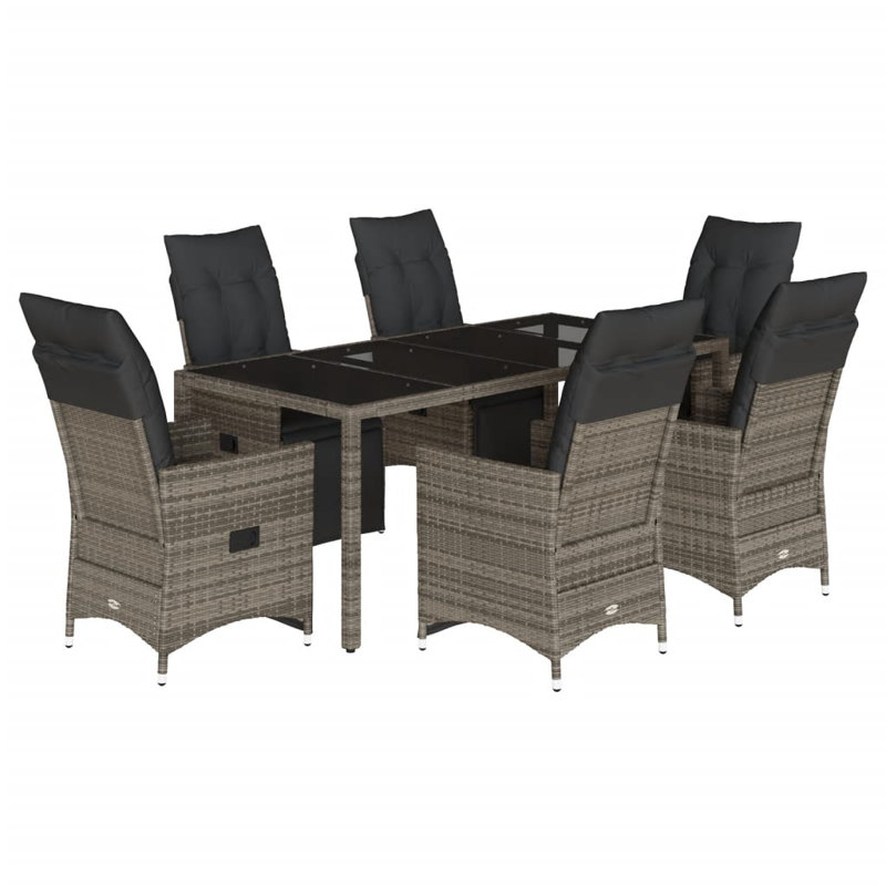 Ensemble bistro avec accoudoirs réglables en rotin de polyester gris, 6