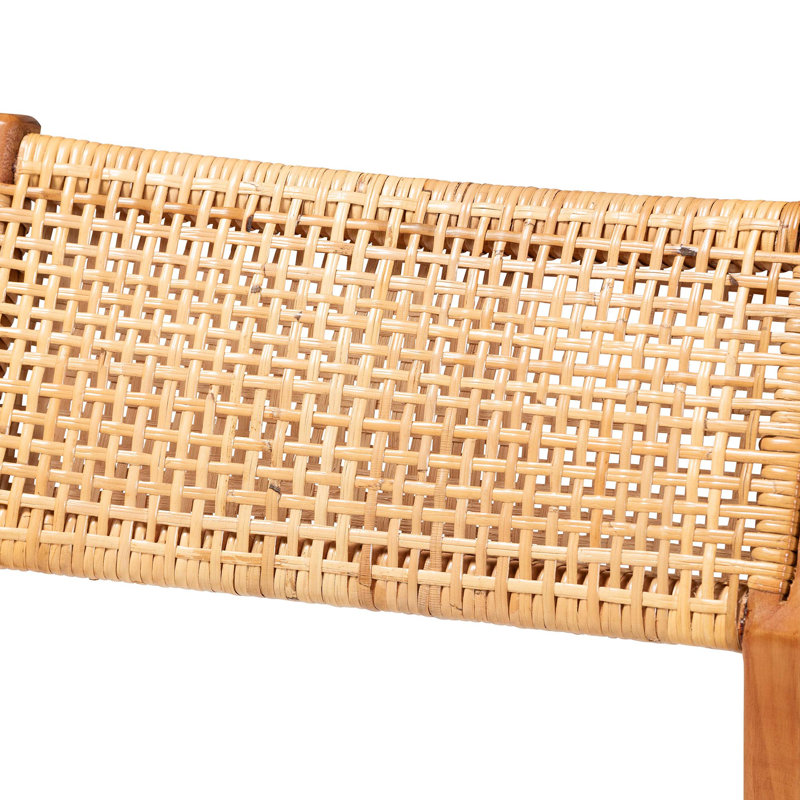 Ensemble de tabouret de comptoir 2 pièces bali & pari Chatura en rotin naturel et bois d'acajou