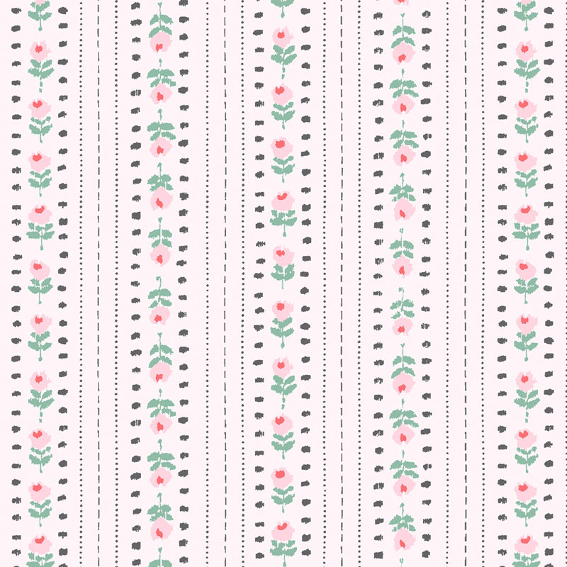 Cath Kidston Rose Ticking Stripe Pink Wallpaper