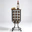 Freestanding 12-Bottle Wine Rack – Floor Display Shelves with Retro Wooden Top Panel & 4 Silent 360° Lockable Casters for Home Bar, Kitchen, Dining Room