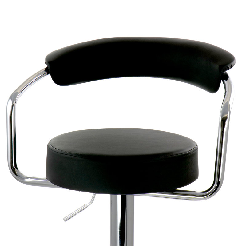 Amogne Swivel Upholstered Adjustable Height Counter Stool with Metal Frame, Black
