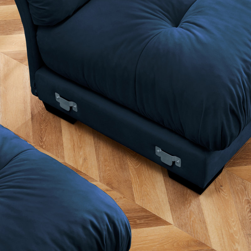Canapé modulaire en velours surdimensionné Comfort, Bleu