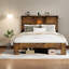 Grand lit de rangement peu encombrant, bois métallique, confort moderne