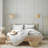 Wave 78 in. Arched Floor Lamp with Beige Wicker Shade, Gold Finish, LED Bulb Included, Mid Century Modern and Boho Style