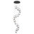 Pawnee 16-Light Black Cylinder Chandelier with Crystal Balls, Dimmable LED Lights & Remote Control for High Ceilings
