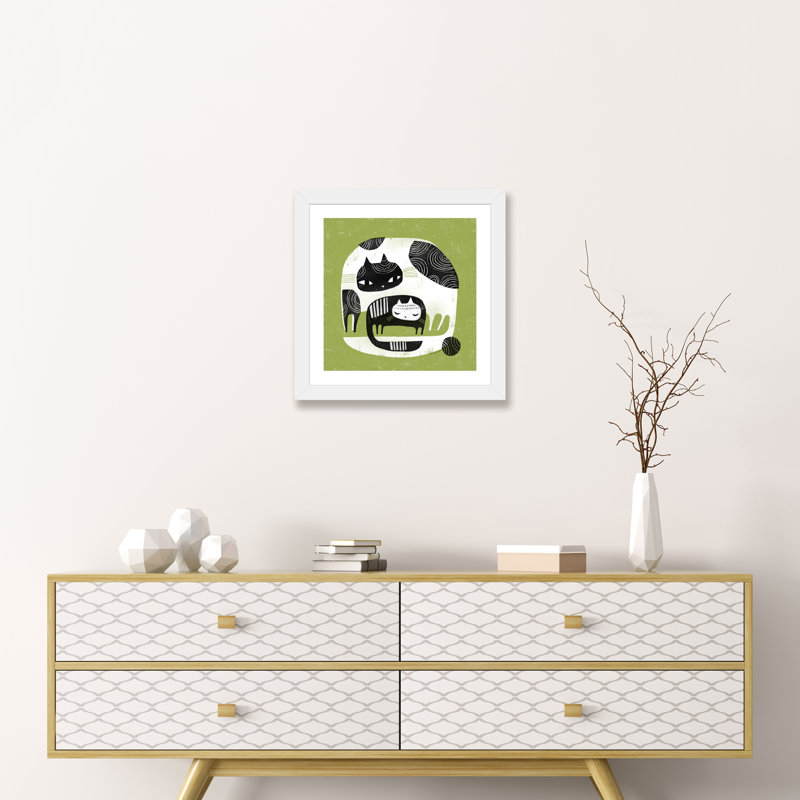 «Cuddle Cats» par Terry Runyan - impression, Papier encadré blanc, Blanc, H 16 po x l 16 po x p 1 po