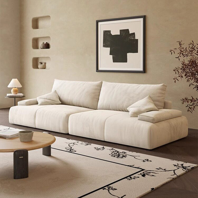 Coussin modulaire beige en polyester, Beige, H 33,46 po x l 110,24 po x P 39,37 po