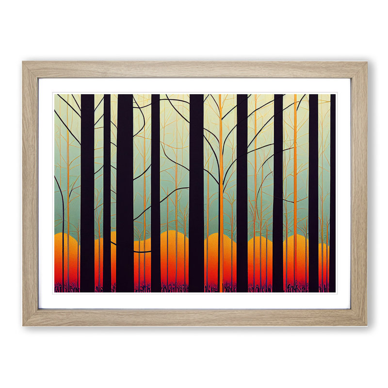 Art Deco Spring Forest Vol.5 Abstract 1 Piece Single Picture Frame Wall Art, 25cm H x 34cm W, Beige