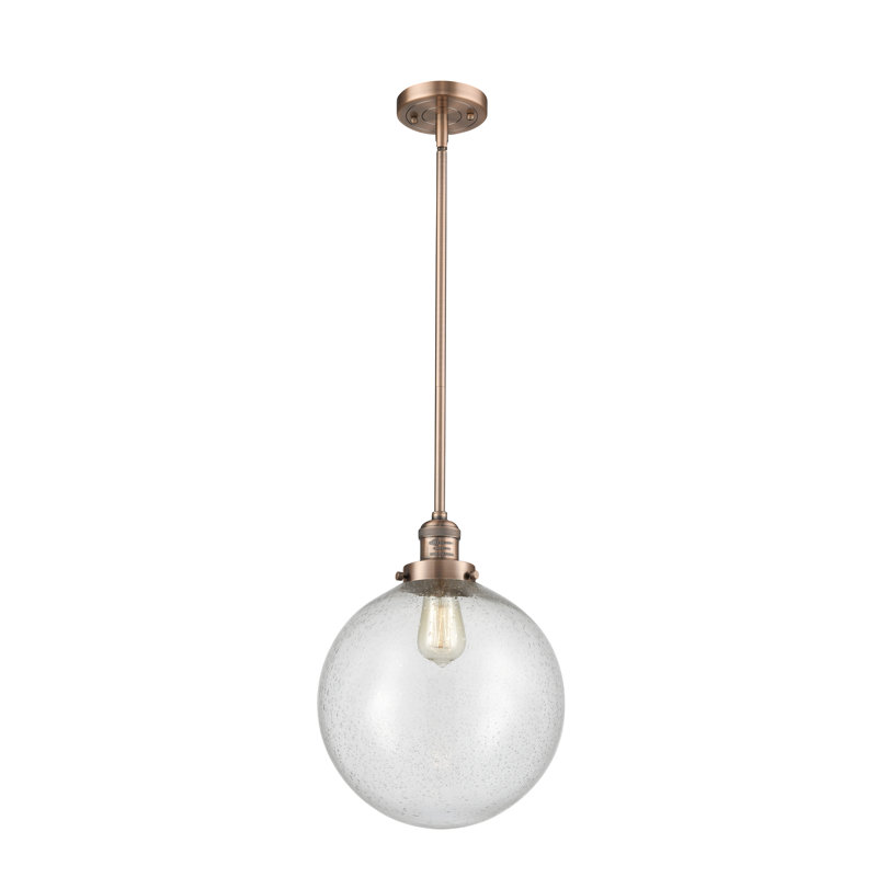 Luminaire suspendu sphère simple à 1 lumière Clermont, DEL, Grainé, Cuivre antique