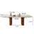 94.49" Extendable Rectangular Dining Table Extendable Sintered Stone Dining Table with Wood Base Seats 10 Modern Kitchen Expandable Table