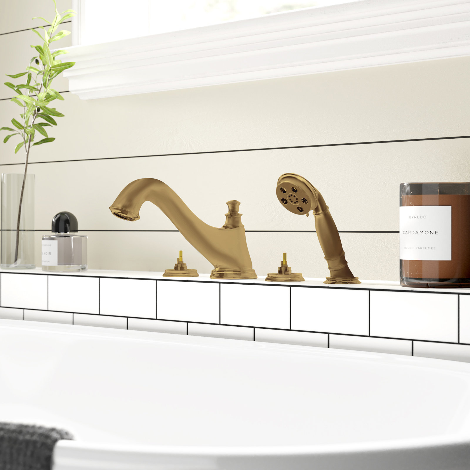 Cassidy™ Deck Mounted Roman Tub Faucet Trim, Brilliance Champagne Bronze