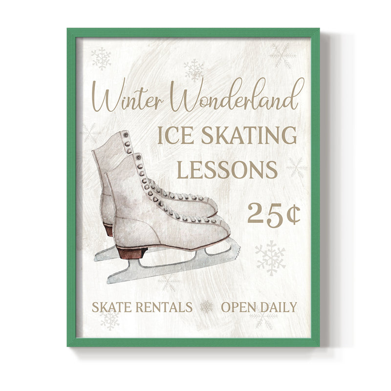«Skate Lessons», reproduction encadrée - bois massif, H 30 po x l 24 po, Vert
