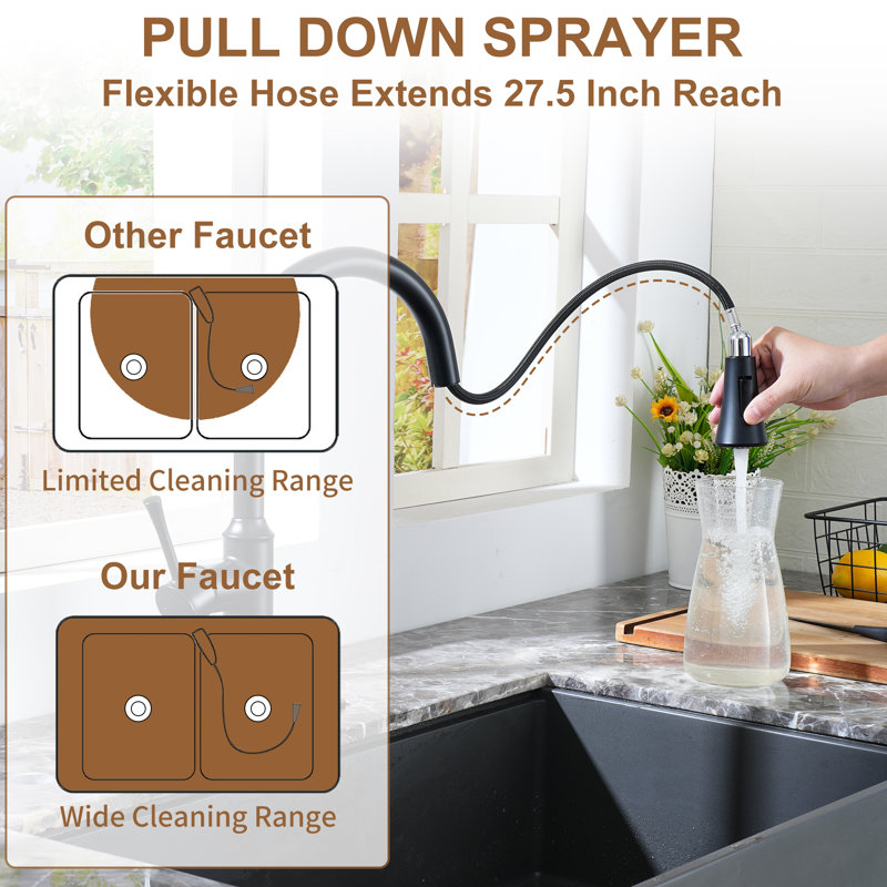 Matte Black Stainless Steel Touchless Pull-Down Sprayer Kitchen Faucet