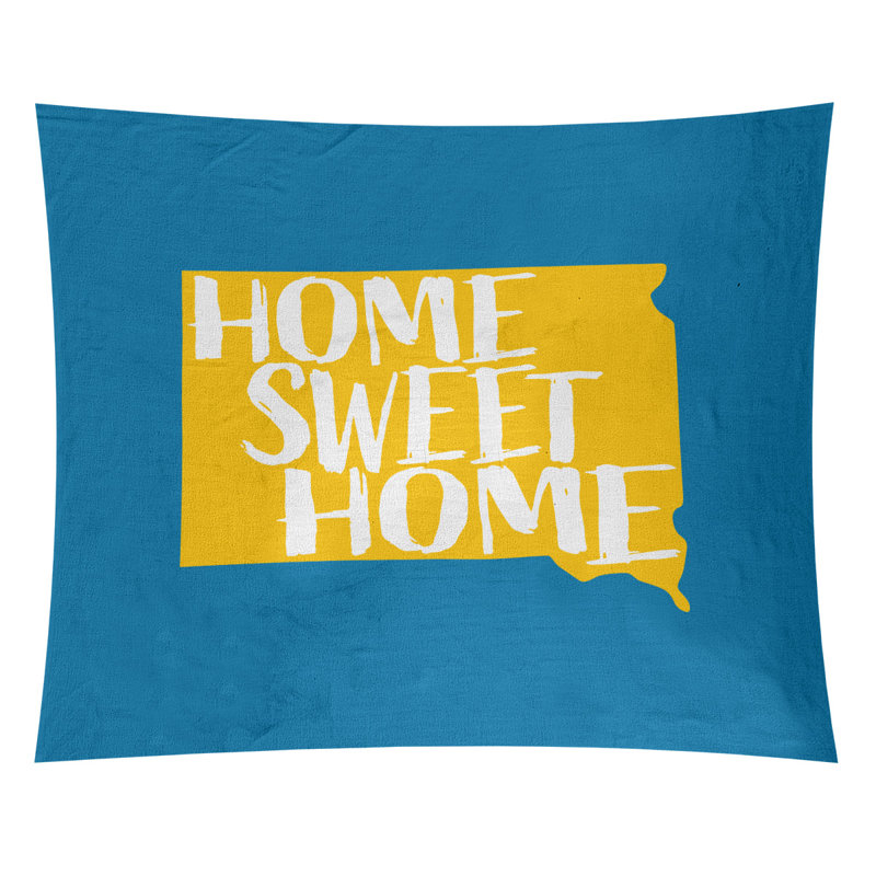 Tapisserie Home Sweet South Dakota, H 27,5 po x l 37,5 po, Bleu / Jaune