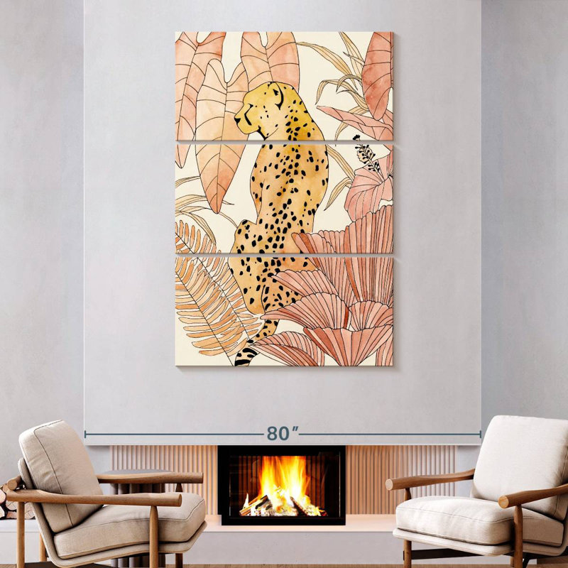 Brampt Blush Cheetah I, 74" H x 48" W