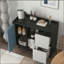Buffet avec buffet, armoire de rangement noire avec portes, 2 tiroirs au style de panneau unique et 2 compartiments de rangement ouverts, armoire d'appoint de style café moderne-1824663334