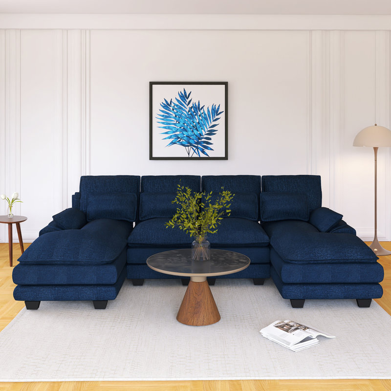 Canapé modulaire rembourré 8 places, Bleu