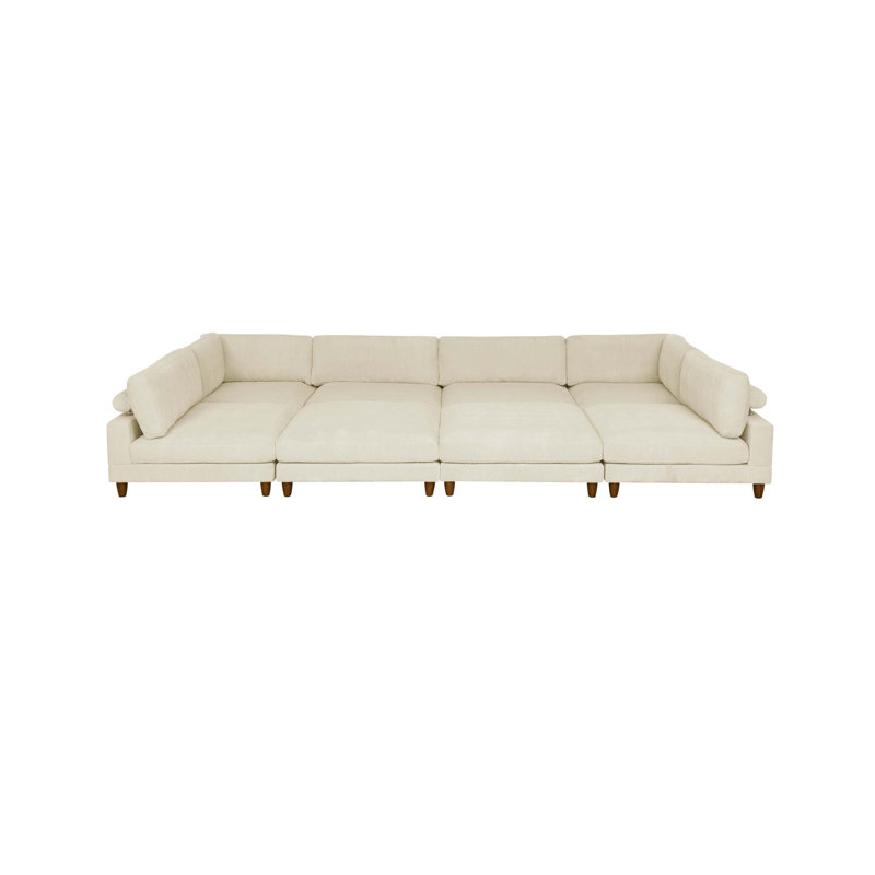 Canapé modulaire robuste en velours côtelé avec configuration personnalisée, Velours côtelé beige, Symétrique