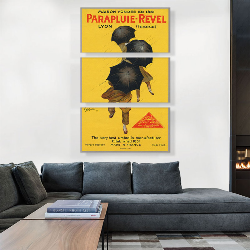 Parapluie Revel 1922 par Leonetto Cappiello - Ensemble de 3 reproductions de reproductions sur toiles tendues