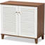 Armoire de rangement pour chaussures en bois massif avec 4 tablettes et finition deux tons