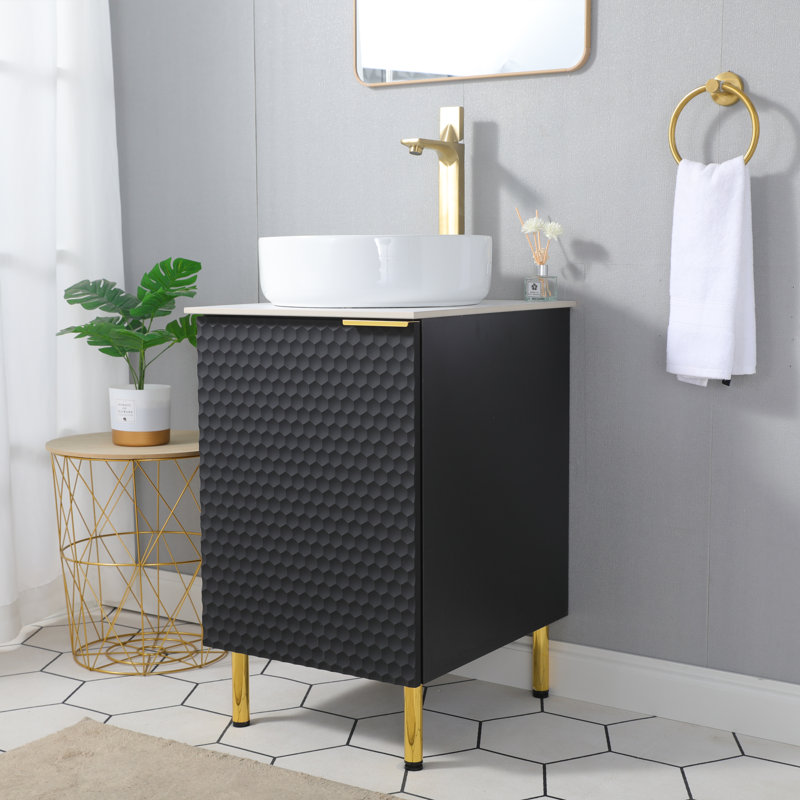 18'' Black Modern Free-Standing Single Bathroom Vanity Set