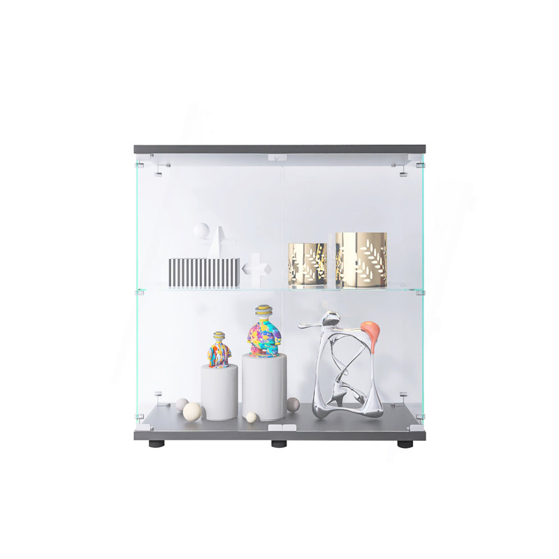Vitrine vitrée 2 couches avec 2 portes, vitrines, comptoir vitrine vitrée avec serrure, Blanc