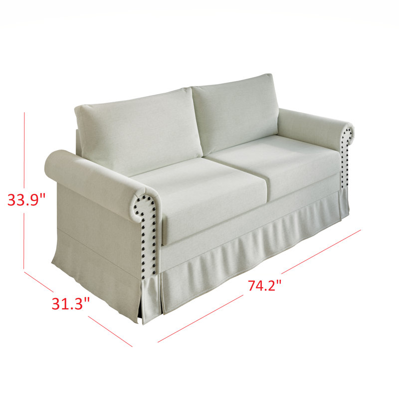 Canapé à accoudoirs roulés Erida, Polyester gris chaud