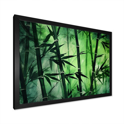 Bambou vert foncé et clair sur toile