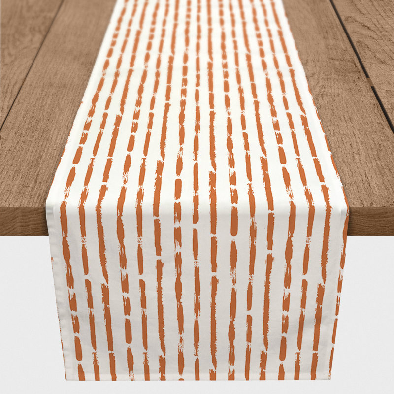 Zaki Painted Strokes Table Runner, 72" x 16", Orange