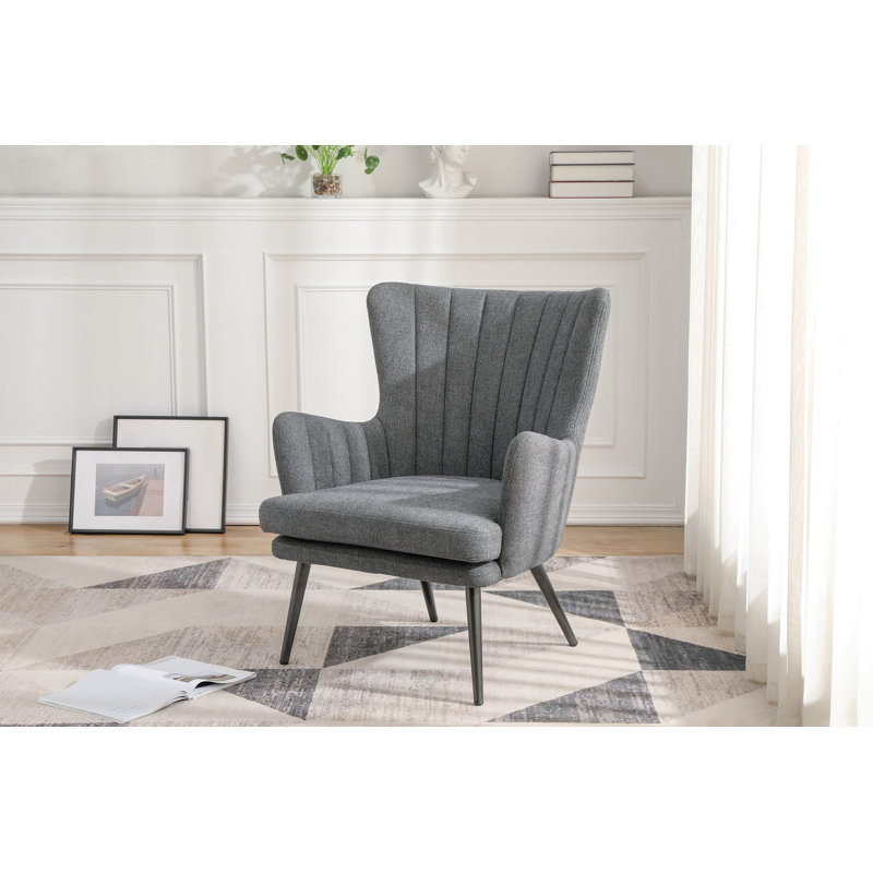 Leib Upholstered Armchair, Charcoal Polyester