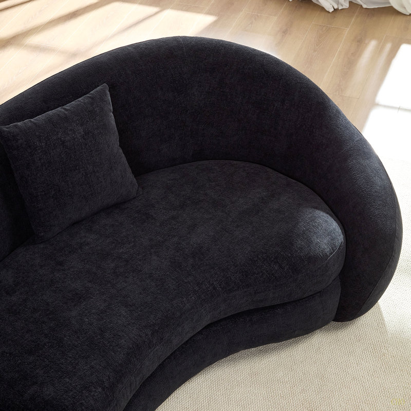 Canapé incurvé moderne de 125,98 po avec un design élégant en forme de cœur d'amour pour le salon, Noir