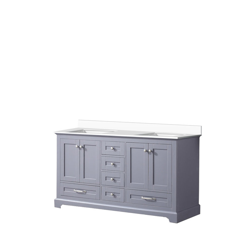 Dukes 60 in. W x 22 in. D Double Bath Vanity, White Quartz, Dark Grey