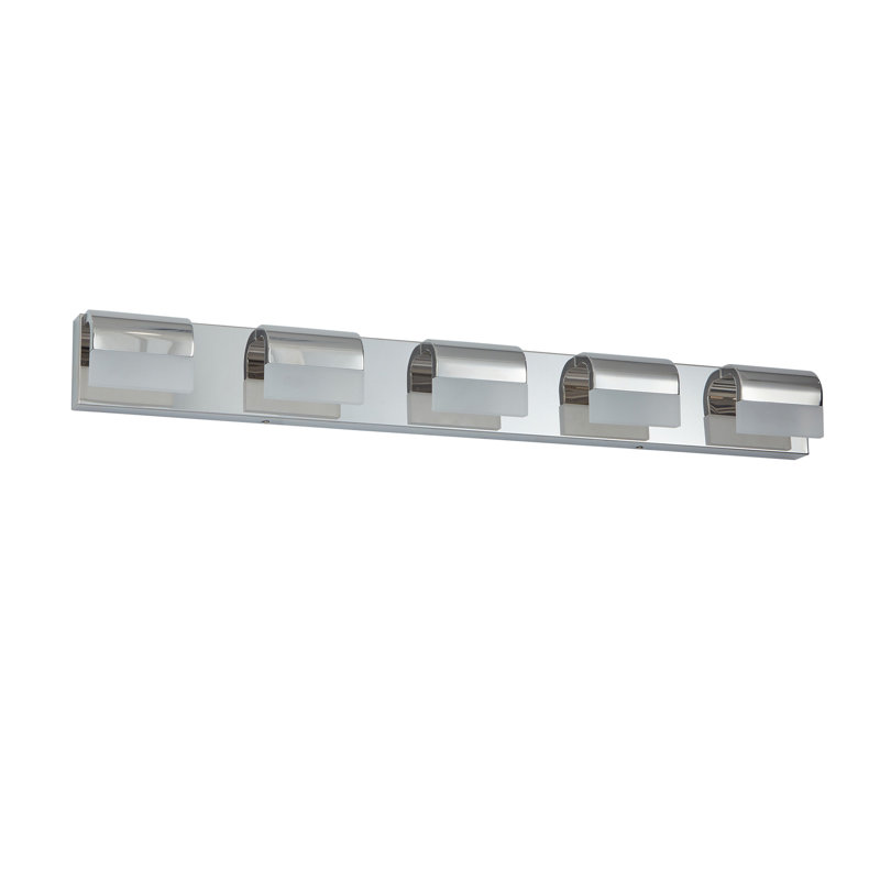 Éclairage pour salle de bain 5 lumières DEL Modern, 5 lumières, H 4,3 po x l 38,2 po x P 3,5 po, Chrome chrome