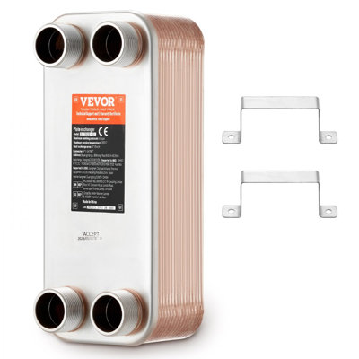 Échangeur de chaleur, échangeur de chaleur à plaques brasées 5 po x 12 po 30 plaques, échangeur de chaleur eau / eau en acier inoxydable / cuivre 316L pour le chauffage par le sol, le chauffage de l'eau, la fonte des neiges, le refroidissement de la 