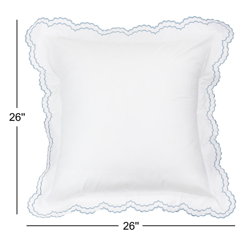 Berrada Double Scalloped 100% Cotton Sham, Blue
