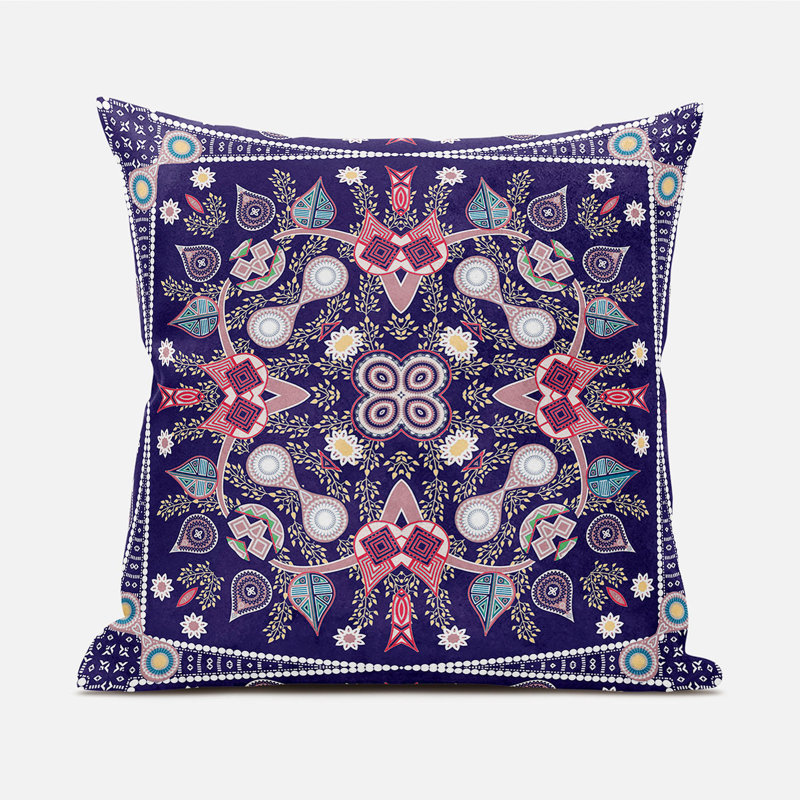 Floral Outdoor Reversible Throw Pillow, 20" x 20", DarkPurple/Pink